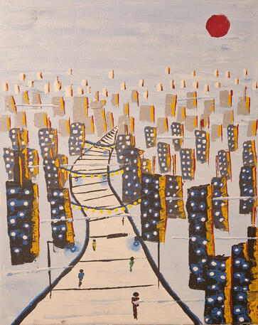 Cold lighting city acrylic surreal l.bertrand